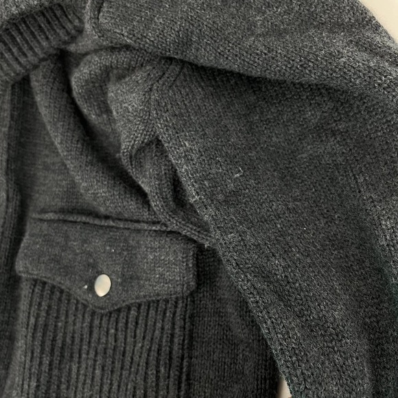 Banana Republic Men XL Merino Wool Blend Thick Knit Sweater Jacket Full Zip Gray - Picture 11 of 12